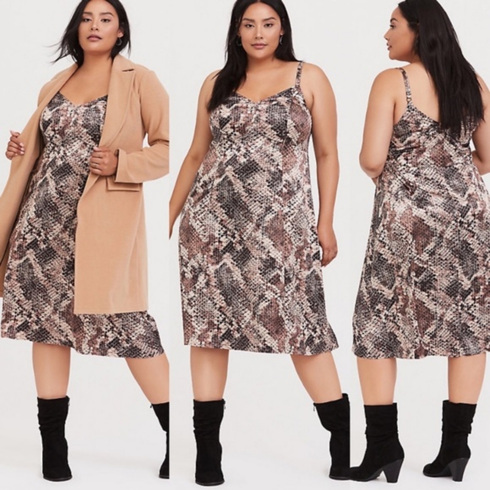 Torrid Shiny Satin Snake Print Slip Dress